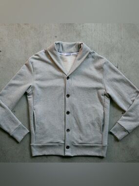 Gustin Men’s French Terry Cardigan Heather Grey Light Gray Large